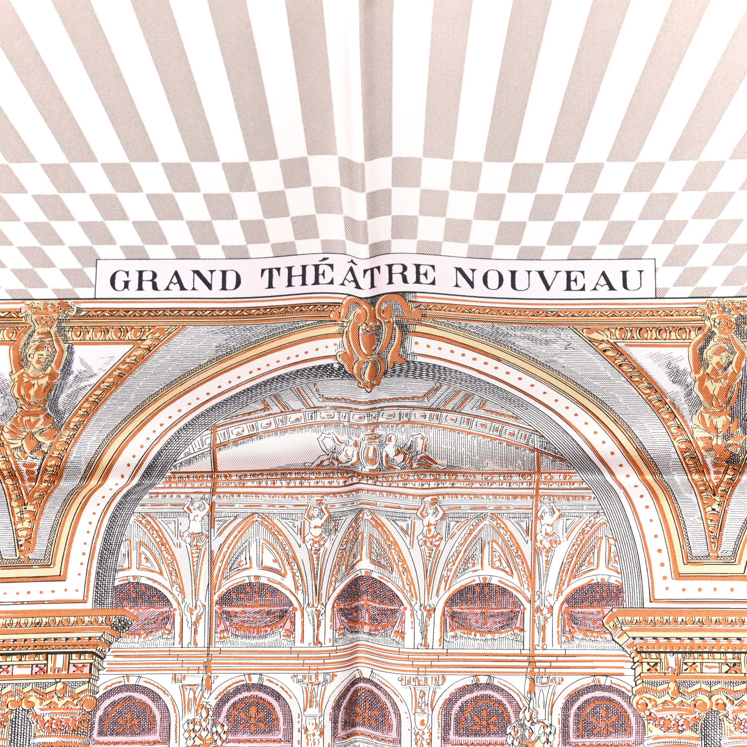 Hermes Silk Grand Theatre Nouveau Scarf 90 Rose Pale Etoupe 4 of 5