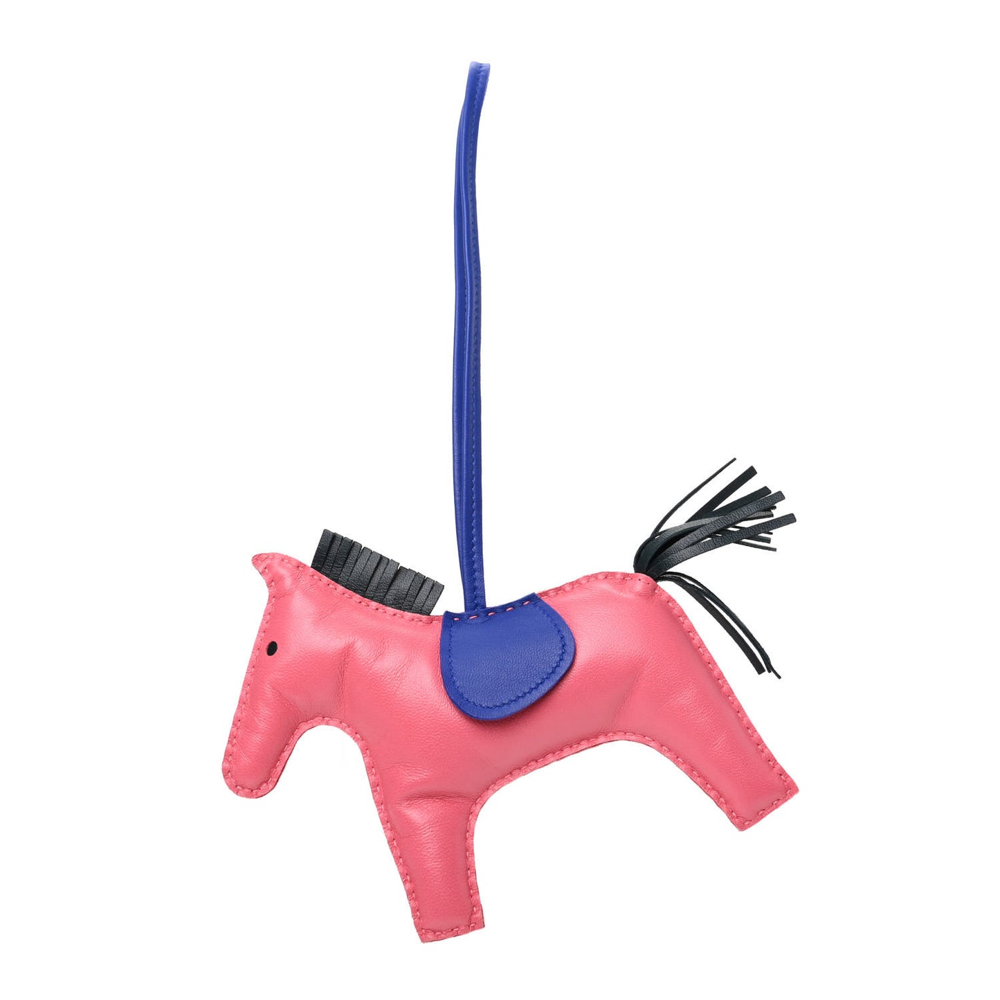 Milo Lambskin Grigri Rodeo Horse Bag Charm GM Rose Azalee Bleu Electrique Vert Cypress