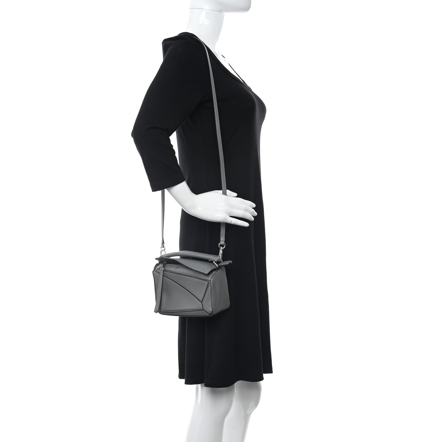 Loewe Metallic Calfskin Mini Puzzle Bag Gunmetal 2 of 11