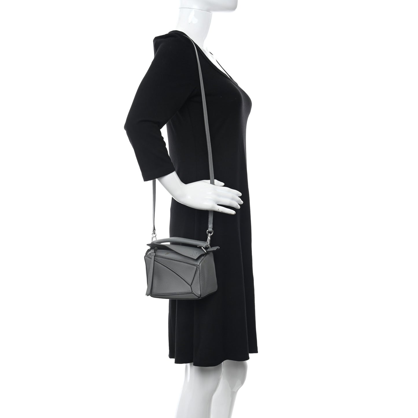 Metallic Calfskin Mini Puzzle Bag Gunmetal
