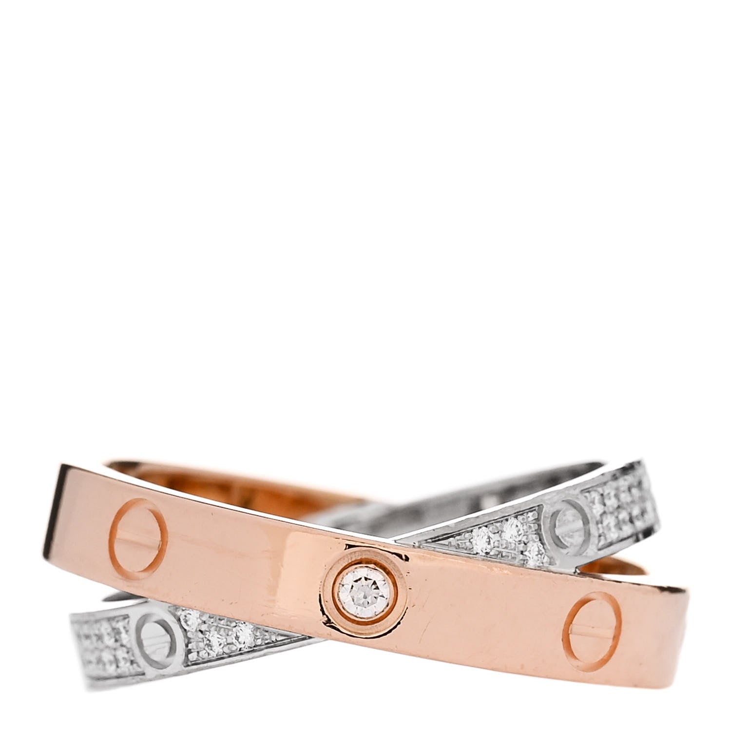 Cartier 18K Pink White Gold Diamond LOVE Pave Ring 52 6 5 of 6