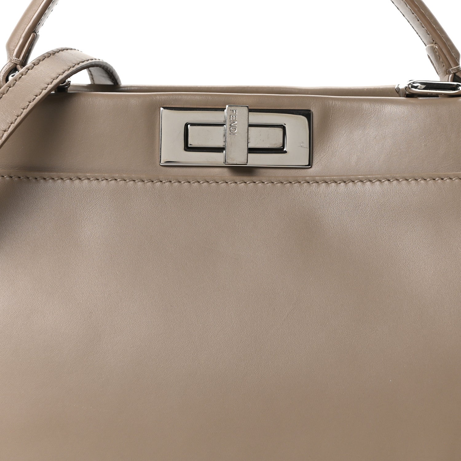 Fendi Vitello Morgan Shiny Nappa Medium Peekaboo Iconic Satchel Tortora 8 of 10
