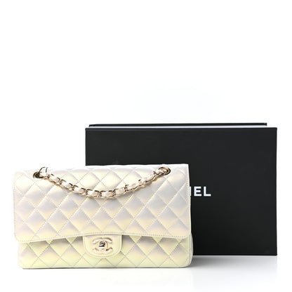 Chanel Iridescent Lambskin Quilted Medium Double Flap Ivory 11 of 13