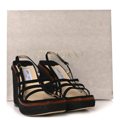 Jimmy Choo Suede Ariela 110 Wedge Sandals 41 Black 8 of 8
