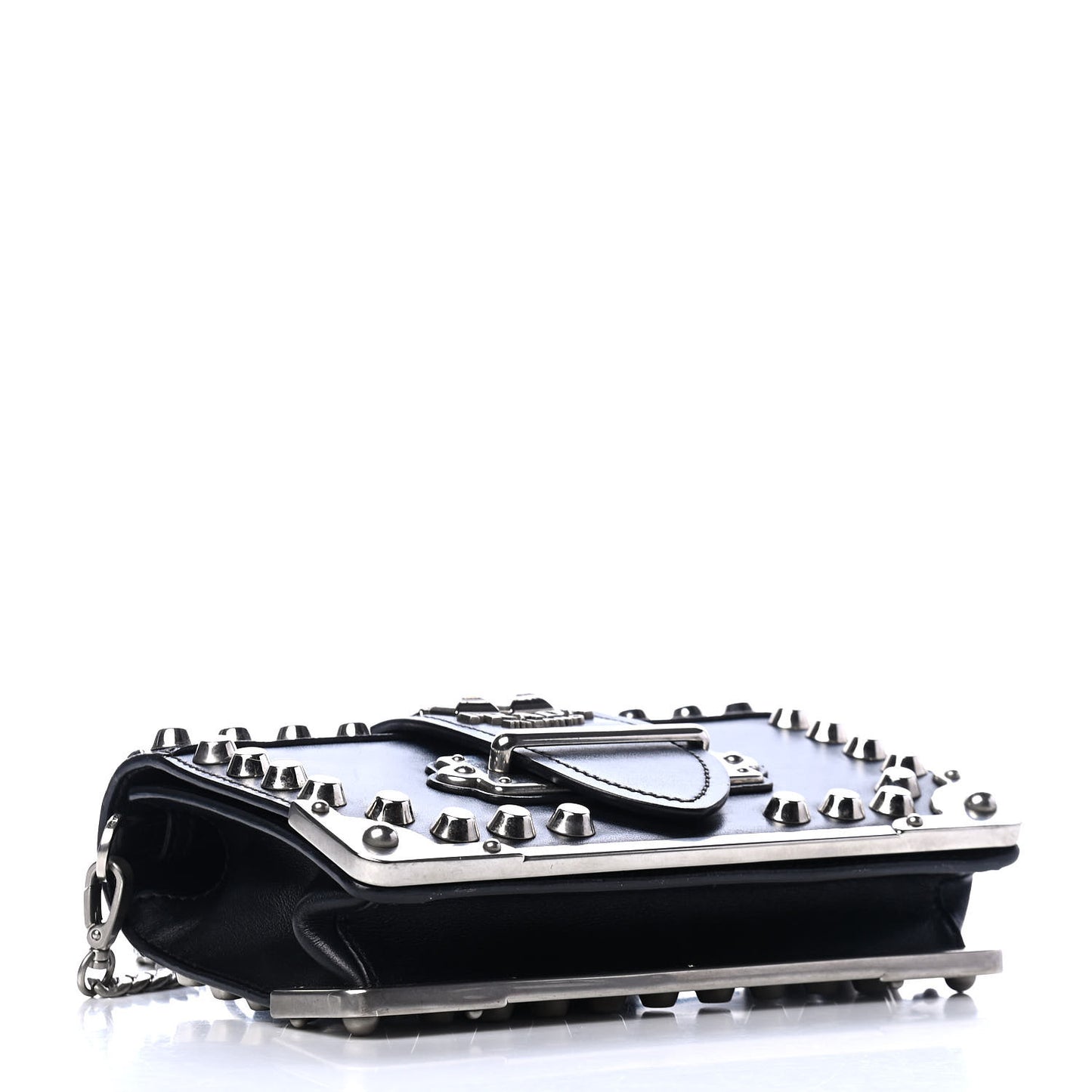 City Calf Saffiano Studded Small Cahier Bag Black