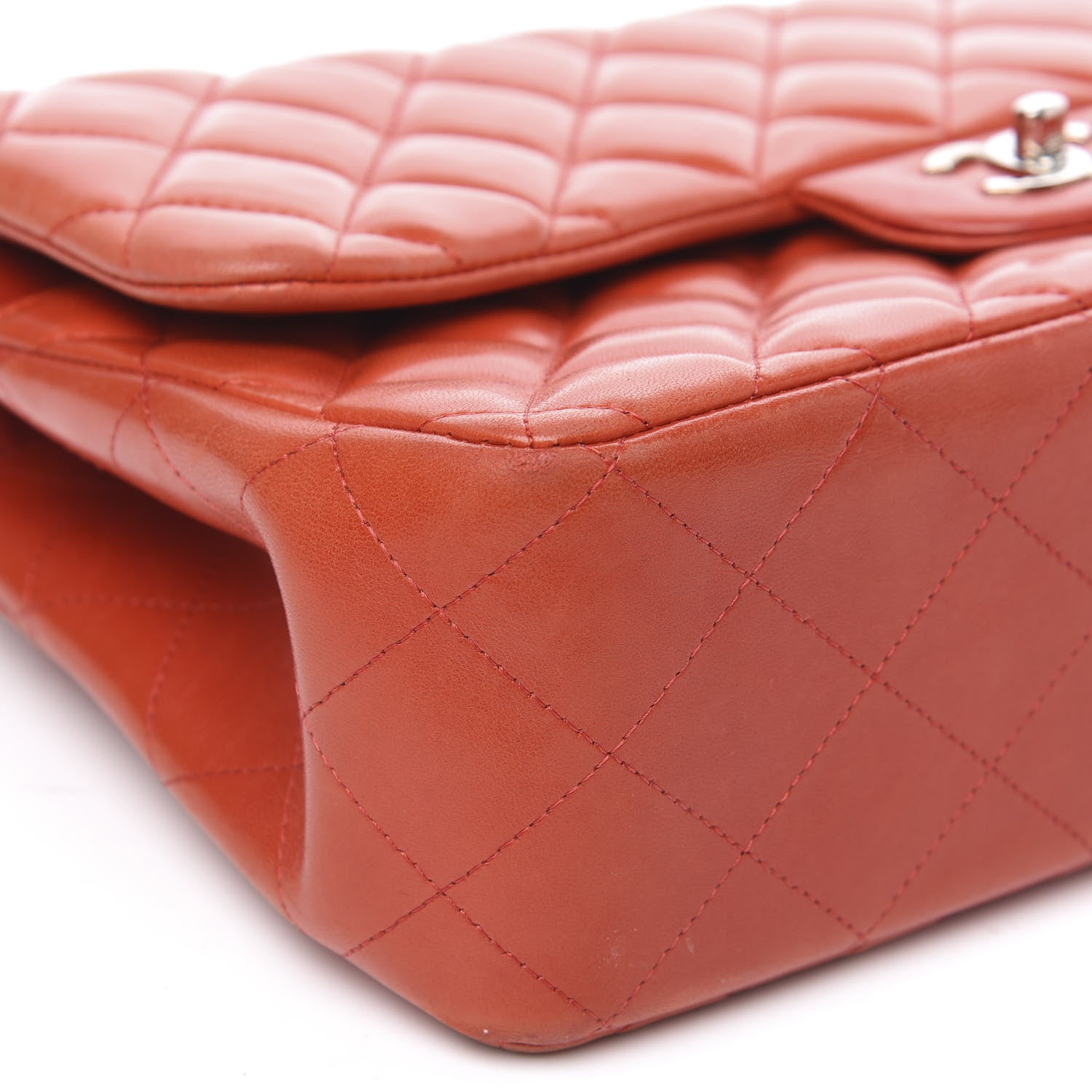 Chanel Lambskin Quilted Jumbo Double Flap Red 13 of 20