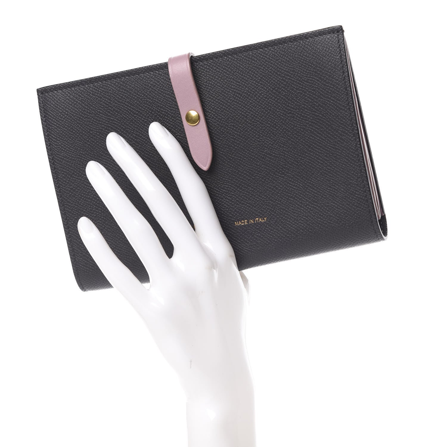Celine Grained Calfskin Large Multifunction Strap Wallet Grey Vintage Pink 2 of 8