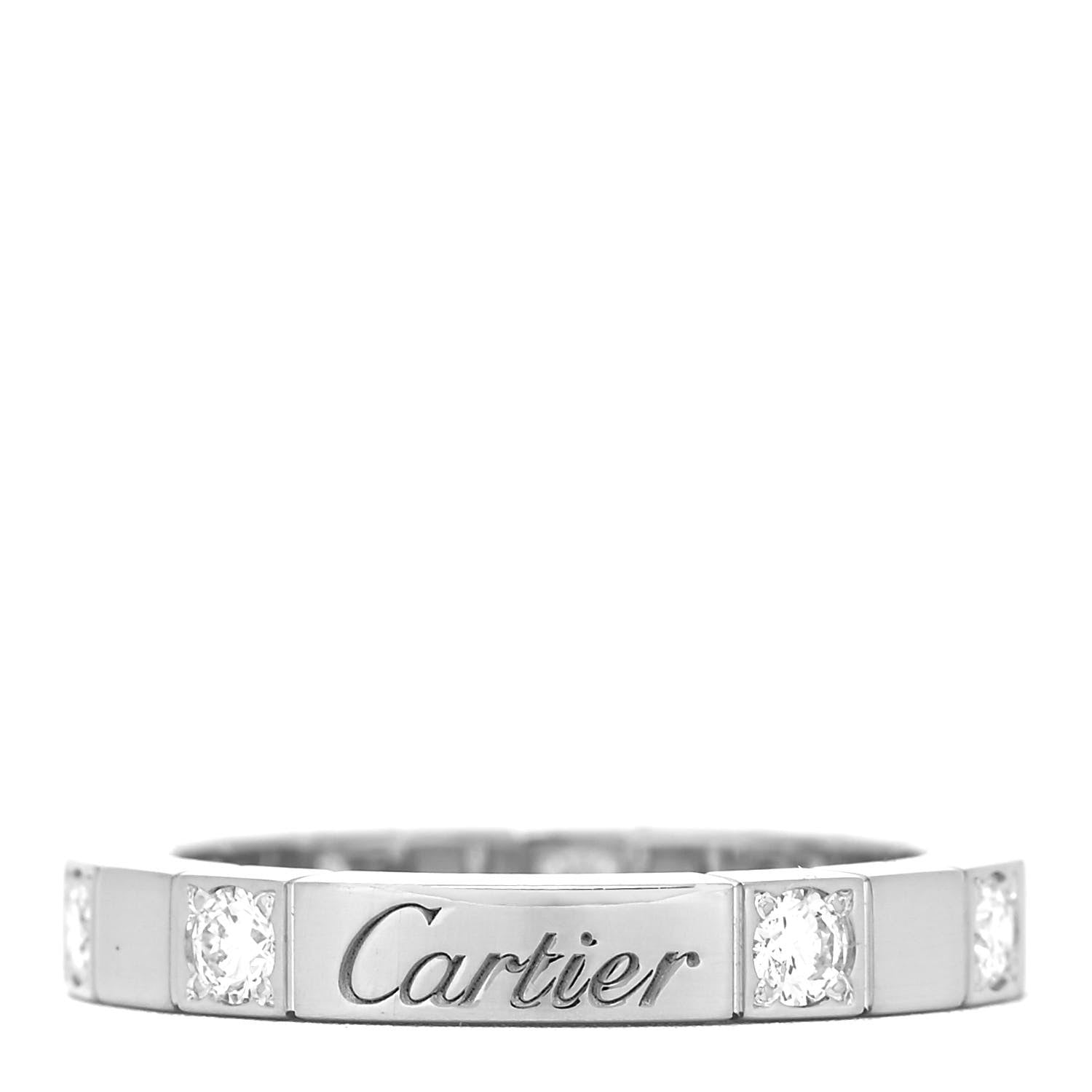 Cartier 18K White Gold Diamond Lanieres Half Eternity Band Ring 50 5.25 1 of 5