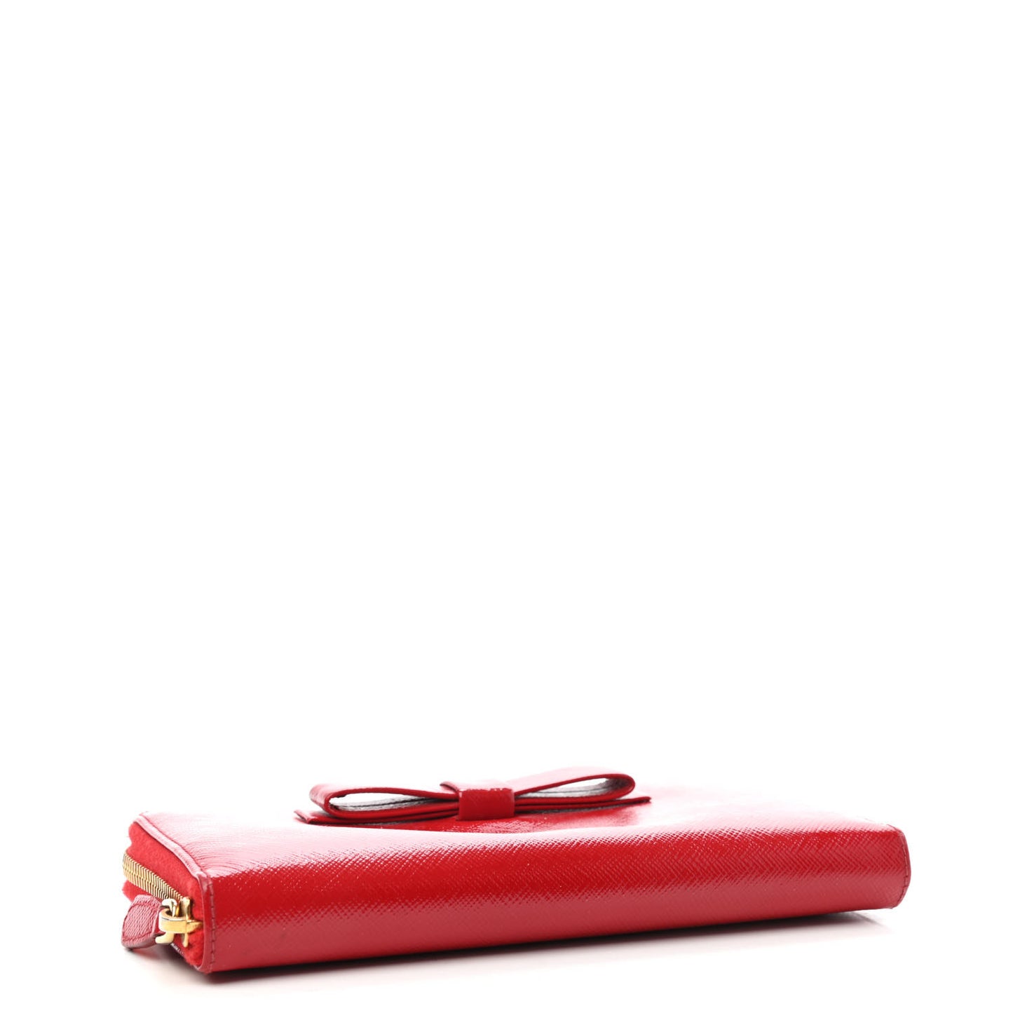 Saffiano Vernice Bow Zip Around Wallet Fuoco