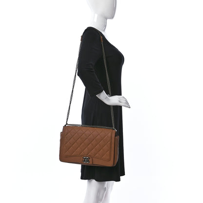 Chanel Washed Caviar Quilted Large Turn Around Ligne Flap Camel 2 of 14
