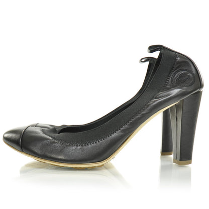 Chanel Leather Elastic Stretch Spirit CC Pumps 38 Black 3 of 8