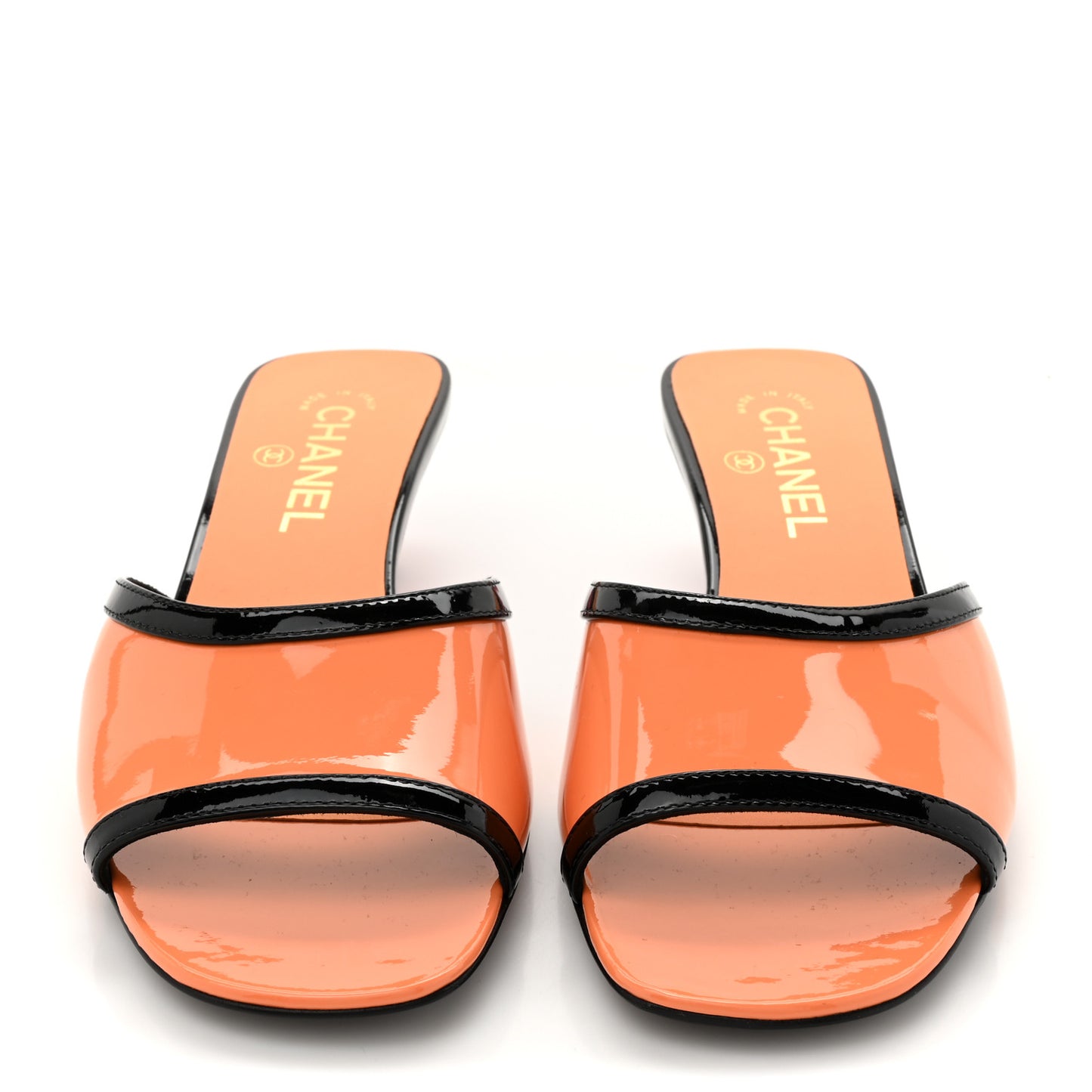 Patent Calfskin Mules 38 Orange Pink