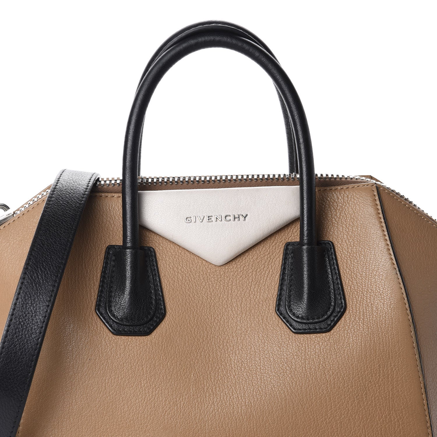 Givenchy Sugar Goatskin Small Tri-Color Antigona Beige Black Brown 5 of 10