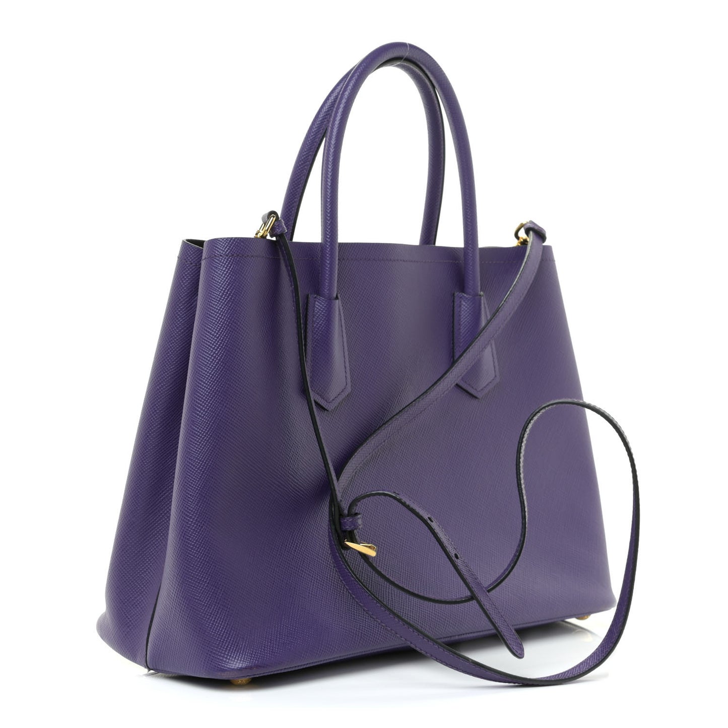 Saffiano Cuir Medium Double Bag Viola Black