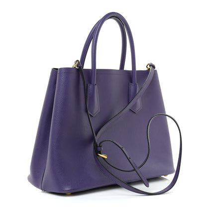 Prada Saffiano Cuir Medium Double Bag Viola Black 2 of 10
