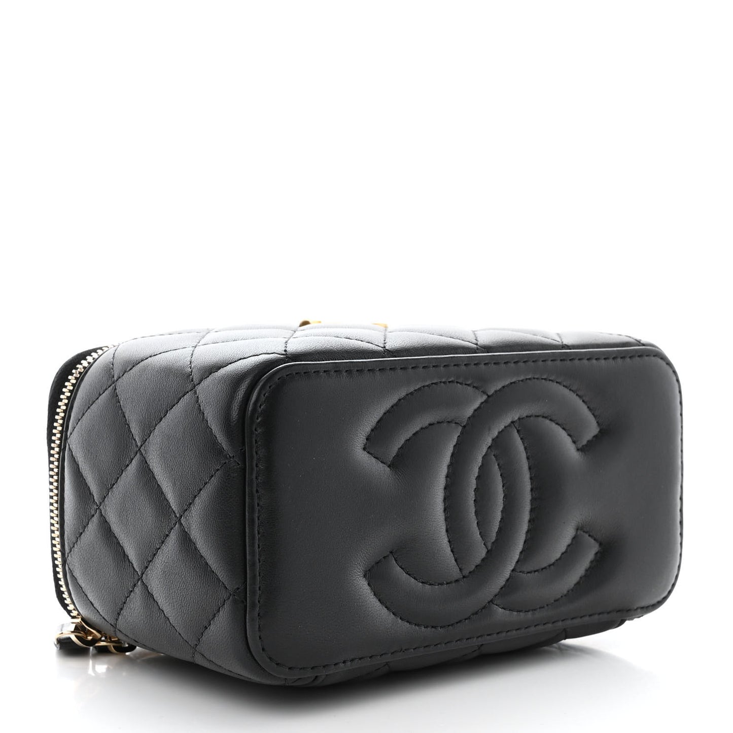Lambskin Quilted Pick Me Up Vanity Case Black