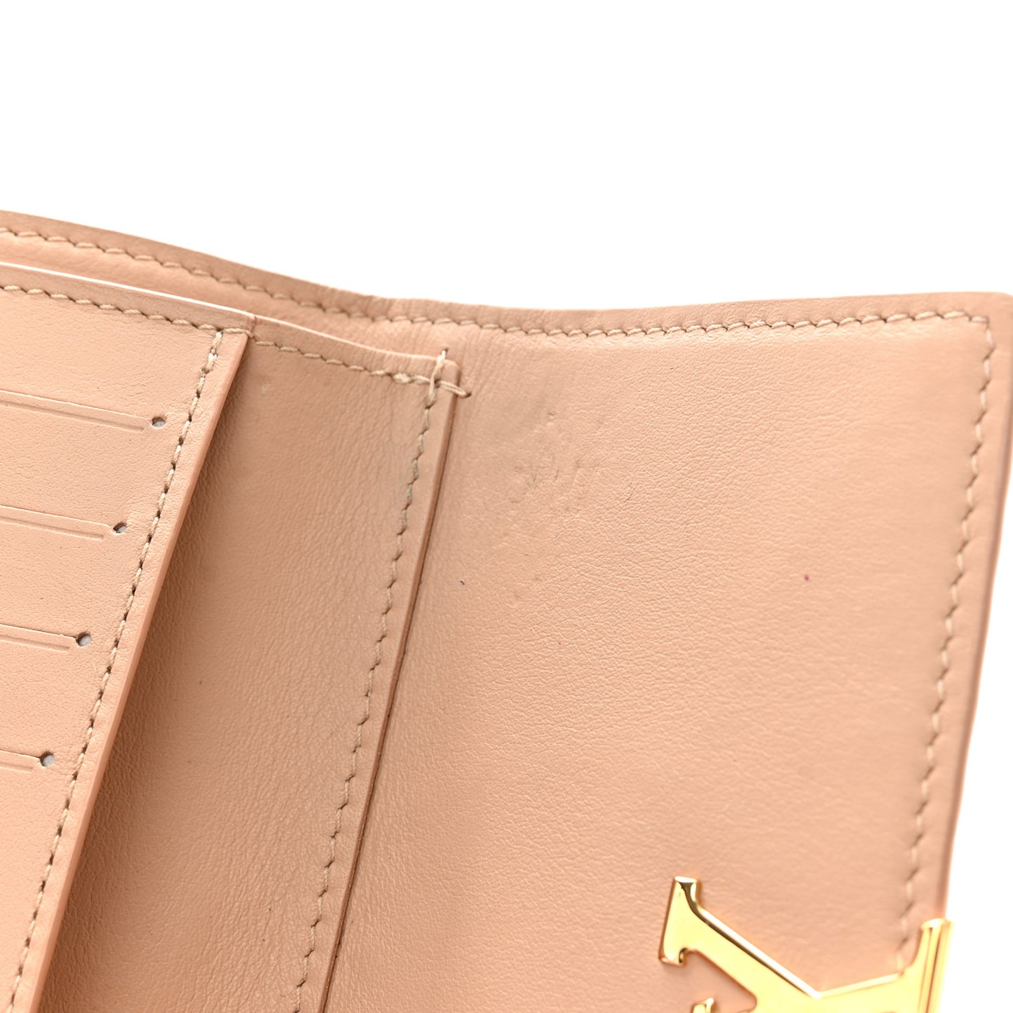 LOUIS VUITTON Taurillon Embellished Capucines Compact Wallet Beige