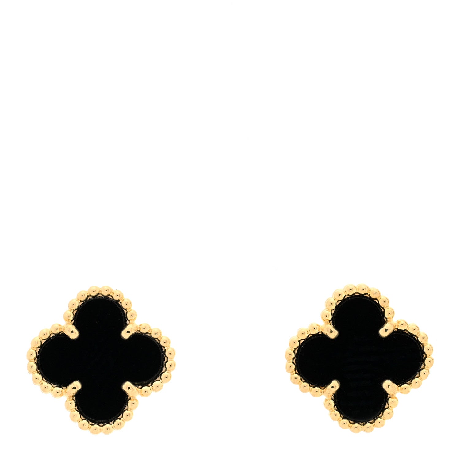 Van Cleef & Arpels 18K Yellow Gold Black Onyx Sweet Alhambra Earrings 1 of 5