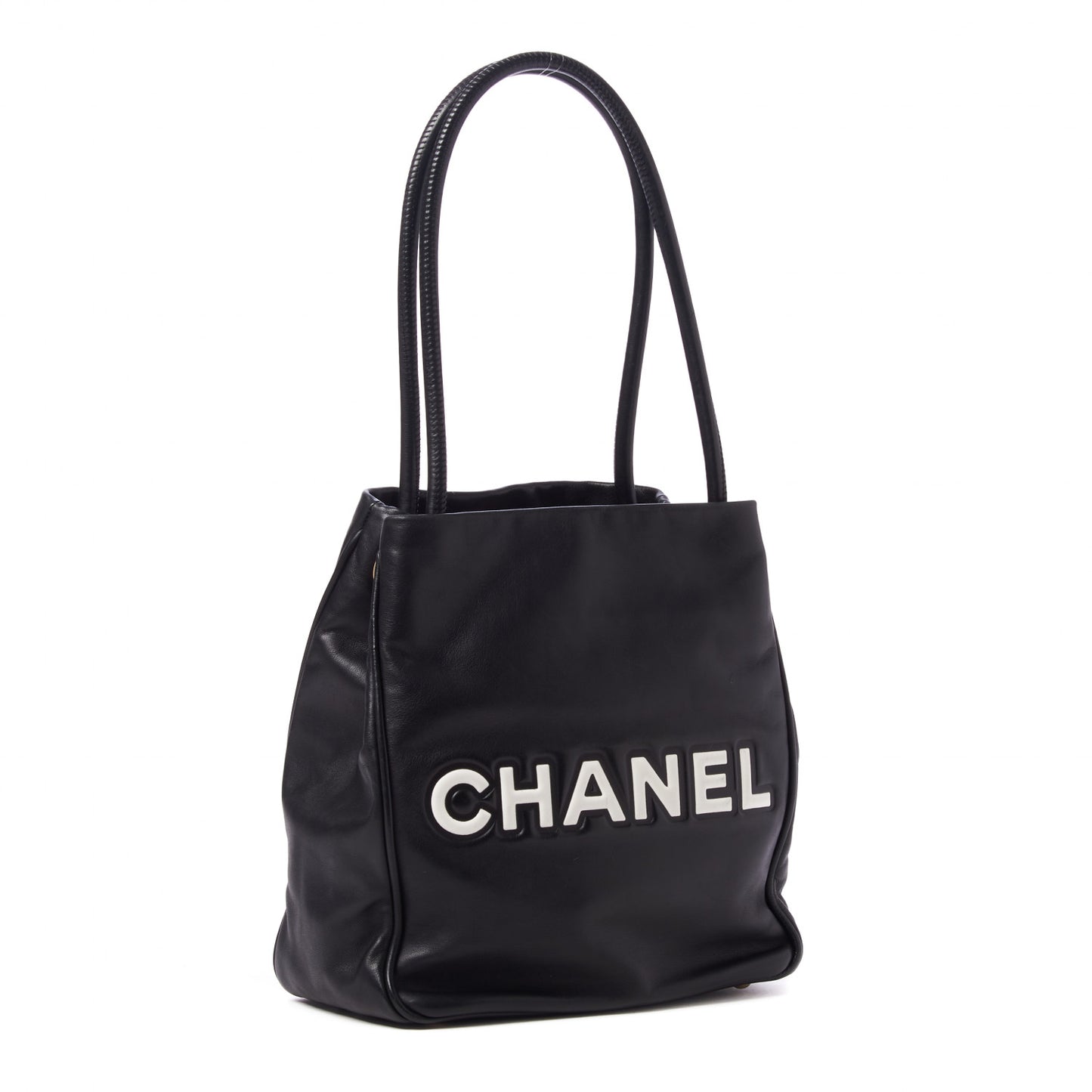 Lambskin Camellia Tote Black
