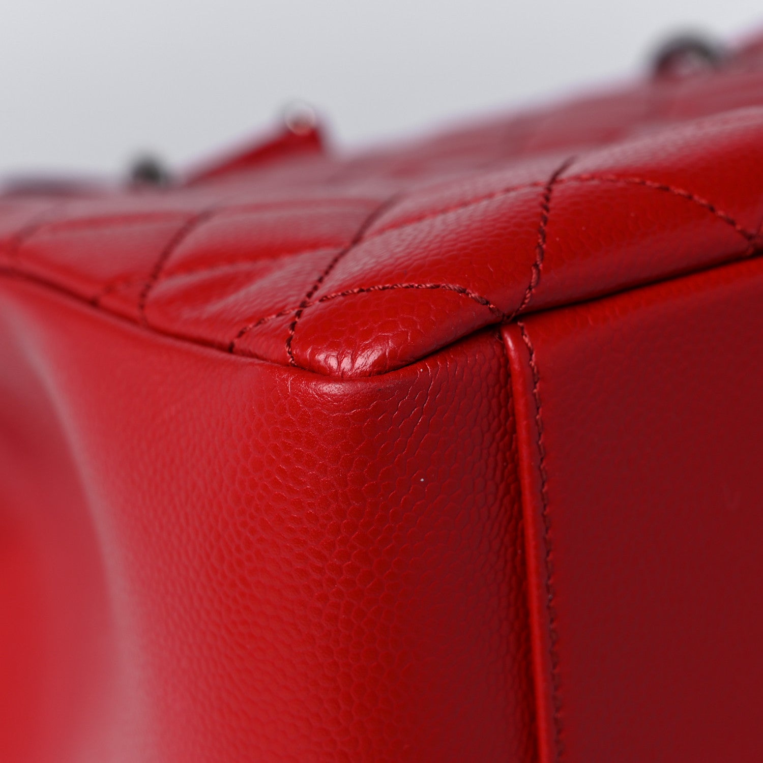 Chanel Caviar Quilted Grand Shopping Tote GST Red 8 of 12