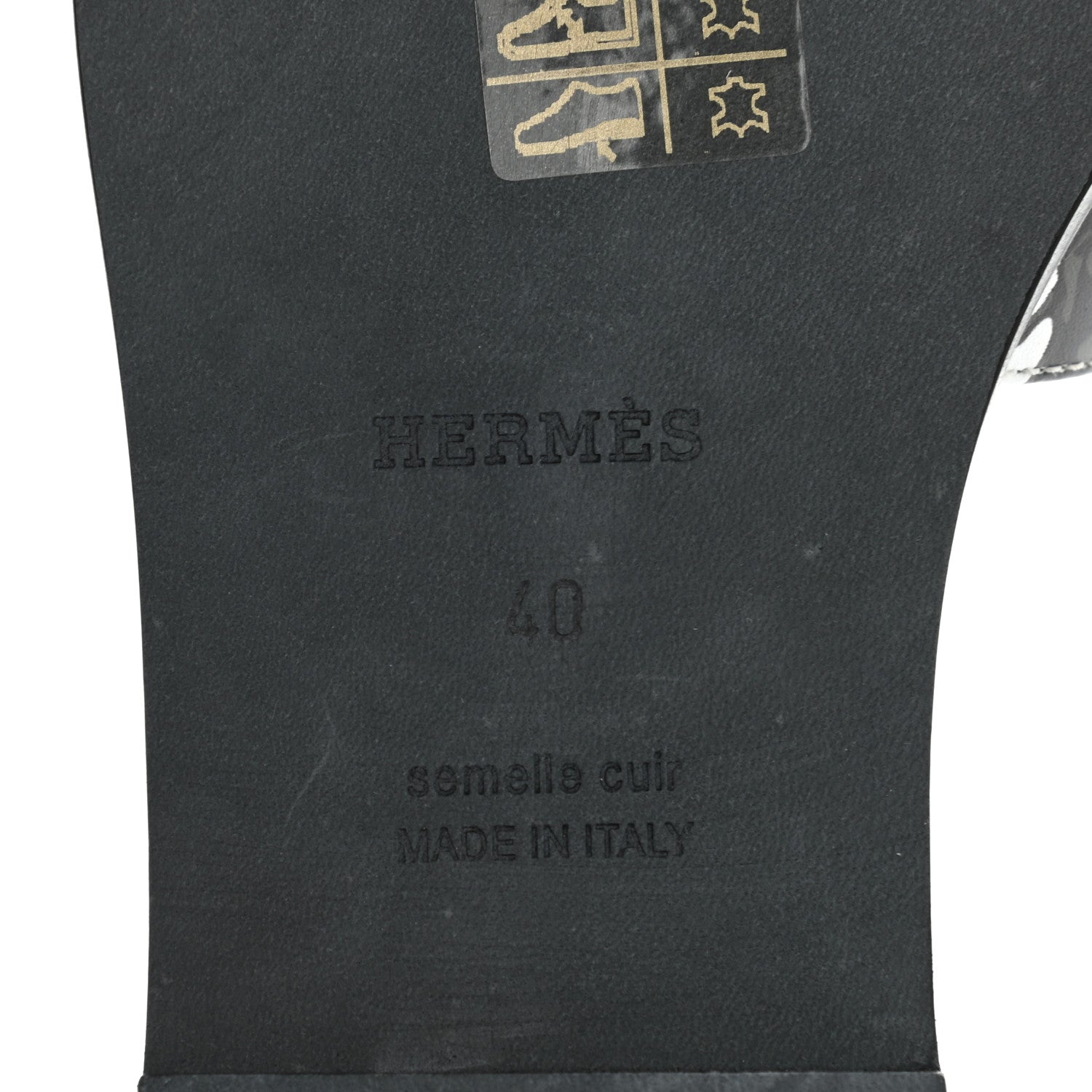 Hermes Calfskin Peinture Fraiche Oran Sandals 40 White Black 8 of 8