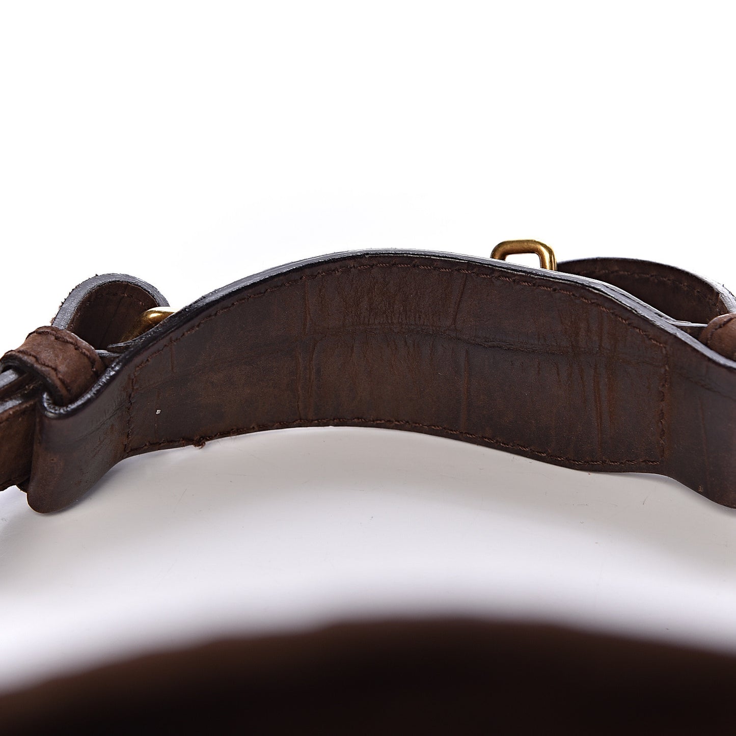 Crocodile Embossed Nubuck Besace Shoulder Bag Brown Sand