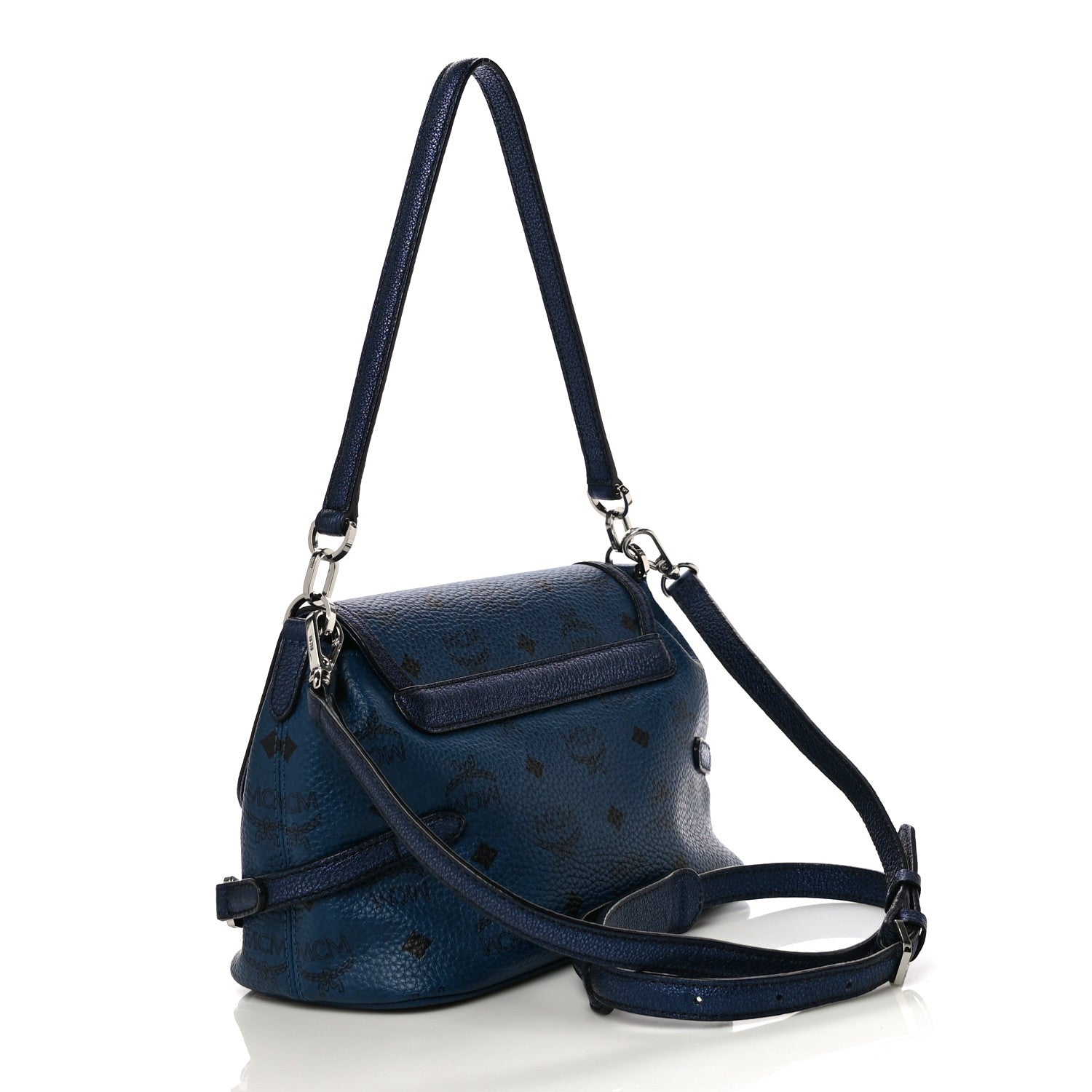 MCM Visetos Crossbody Flap Messenger Blue 3 of 13