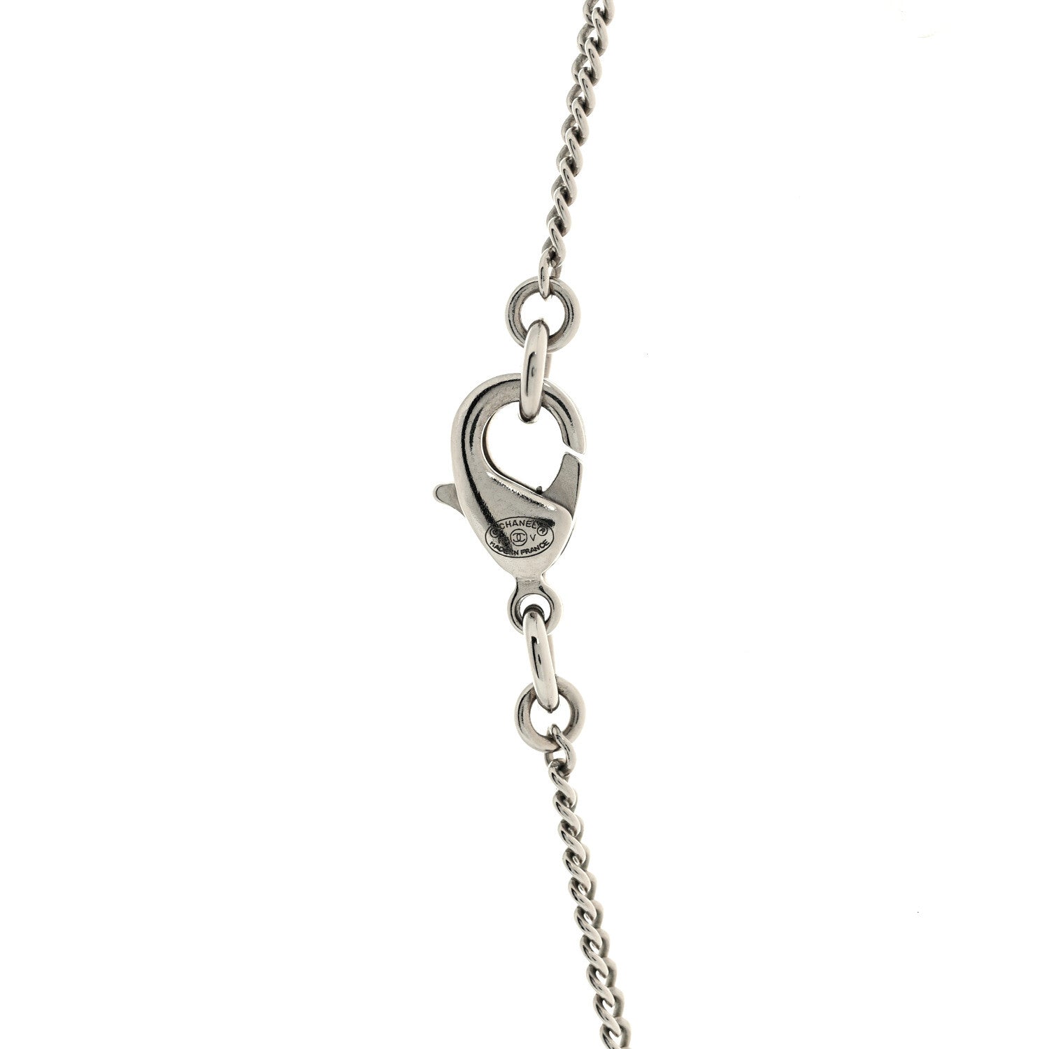 Chanel Crystal Timeless CC Necklace Silver 5 of 5