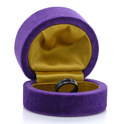 Gucci Black Synthetic Corundum 18K White Gold 7mm Icon Band Ring 62 10 5 of 5