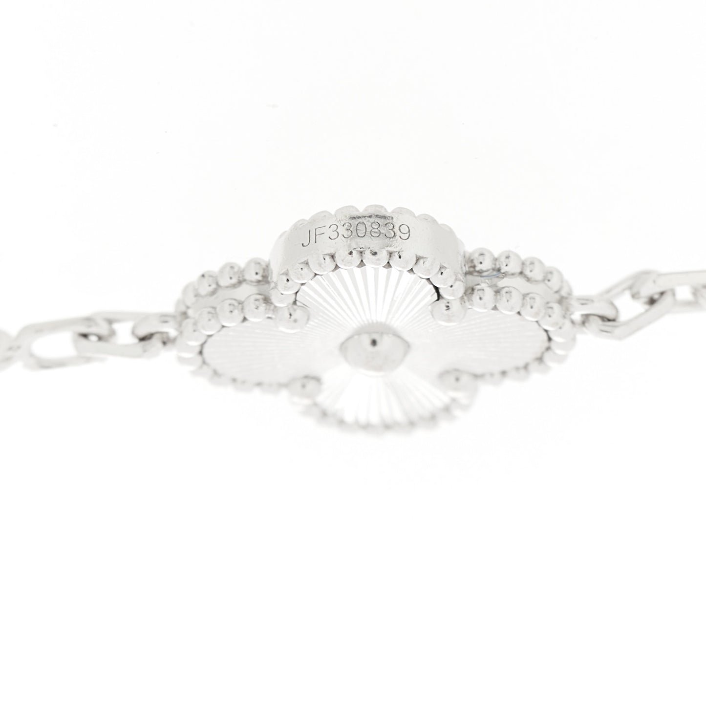 18K White Gold 5 Motifs Guilloche Vintage Alhambra Bracelet