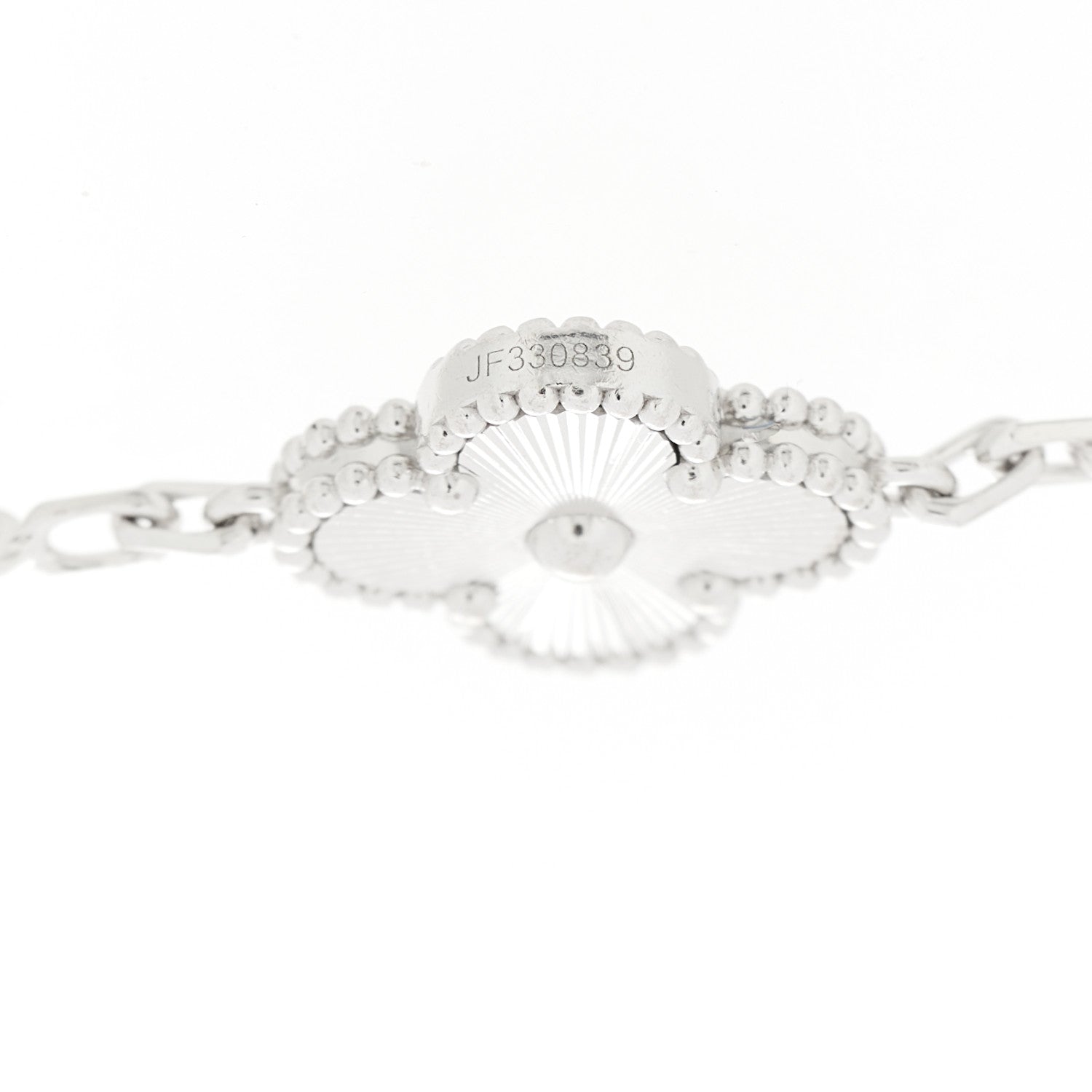 Van Cleef & Arpels 18K White Gold 5 Motifs Guilloche Vintage Alhambra Bracelet 4 of 5