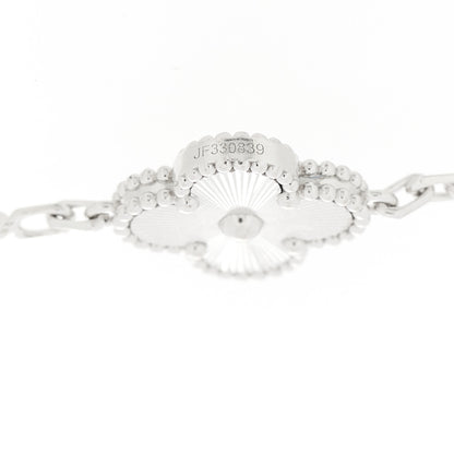 Van Cleef & Arpels 18K White Gold 5 Motifs Guilloche Vintage Alhambra Bracelet 4 of 5