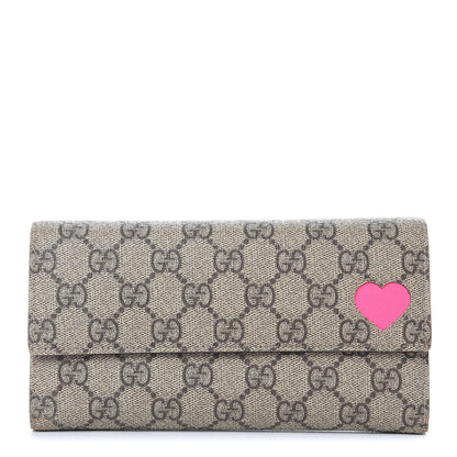Gucci GG Supreme Monogram Continental Heart Wallet Fluorescent Fuchsia 1 of 14