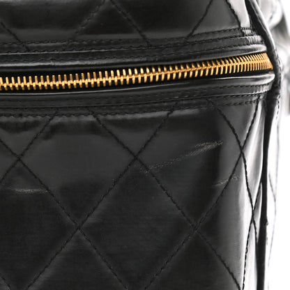 Chanel Patent Quilted CC Vanity Cosmetic Case Black 11 of 14