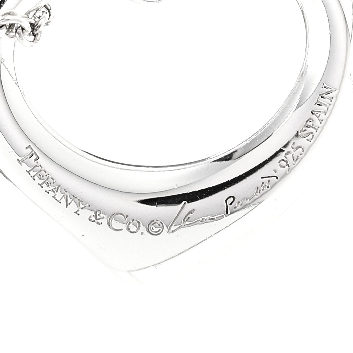 Tiffany Sterling Silver 16mm Elsa Peretti Open Heart Pendant Necklace 6 of 8