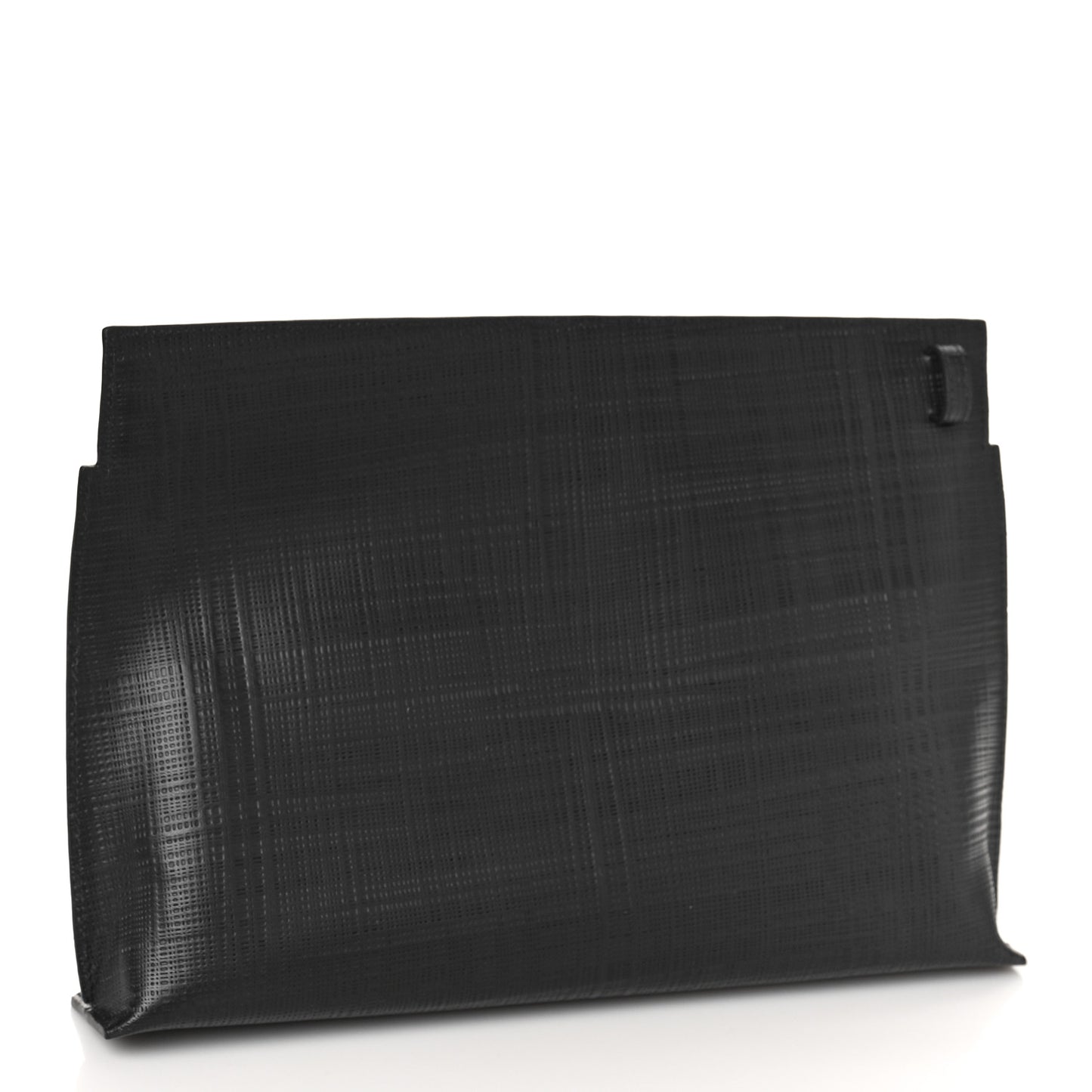 Calfskin Linen Embossed Large T Pouch Black