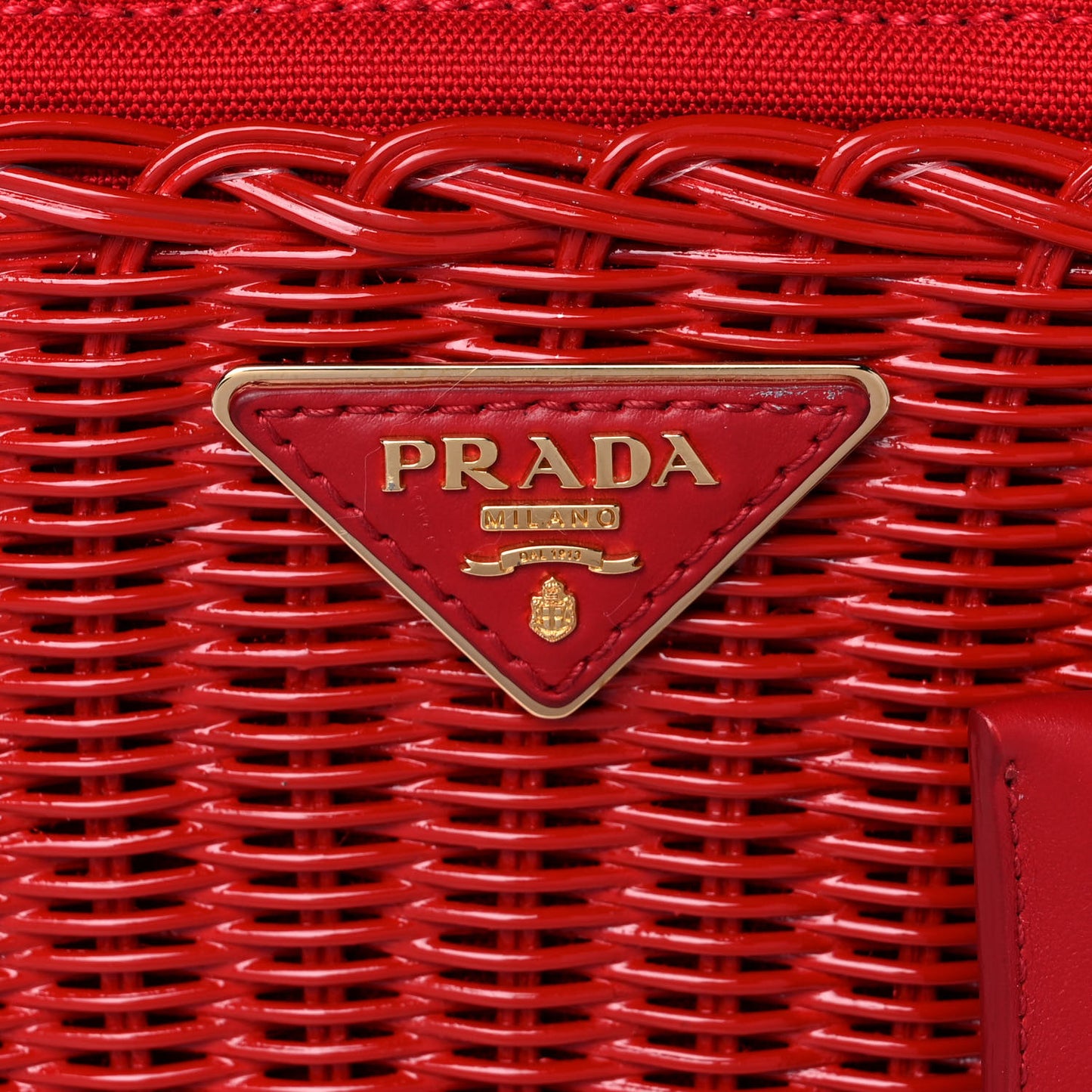 Wicker Canvas Shoulder Bag Rosso