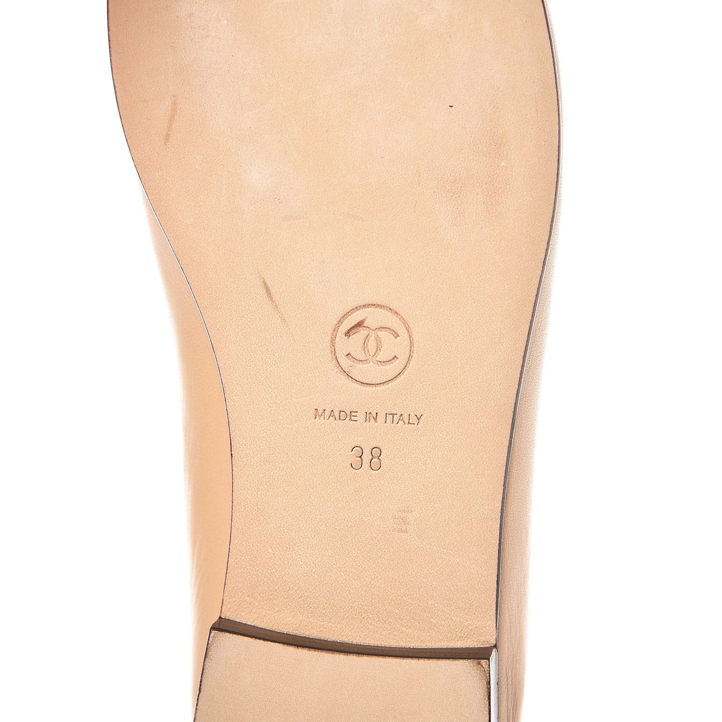 Lambskin Cap Toe Ballerina Flats 38 Beige Black