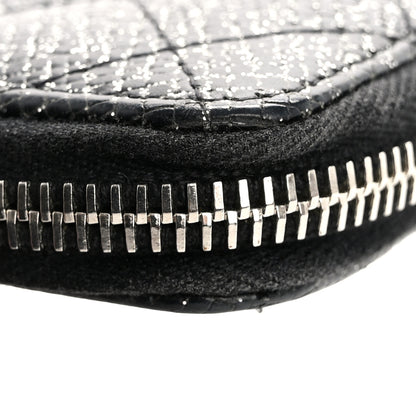 Chanel Glittered Calfskin Quilted Large Gusset Zip Wallet Black 11 of 12