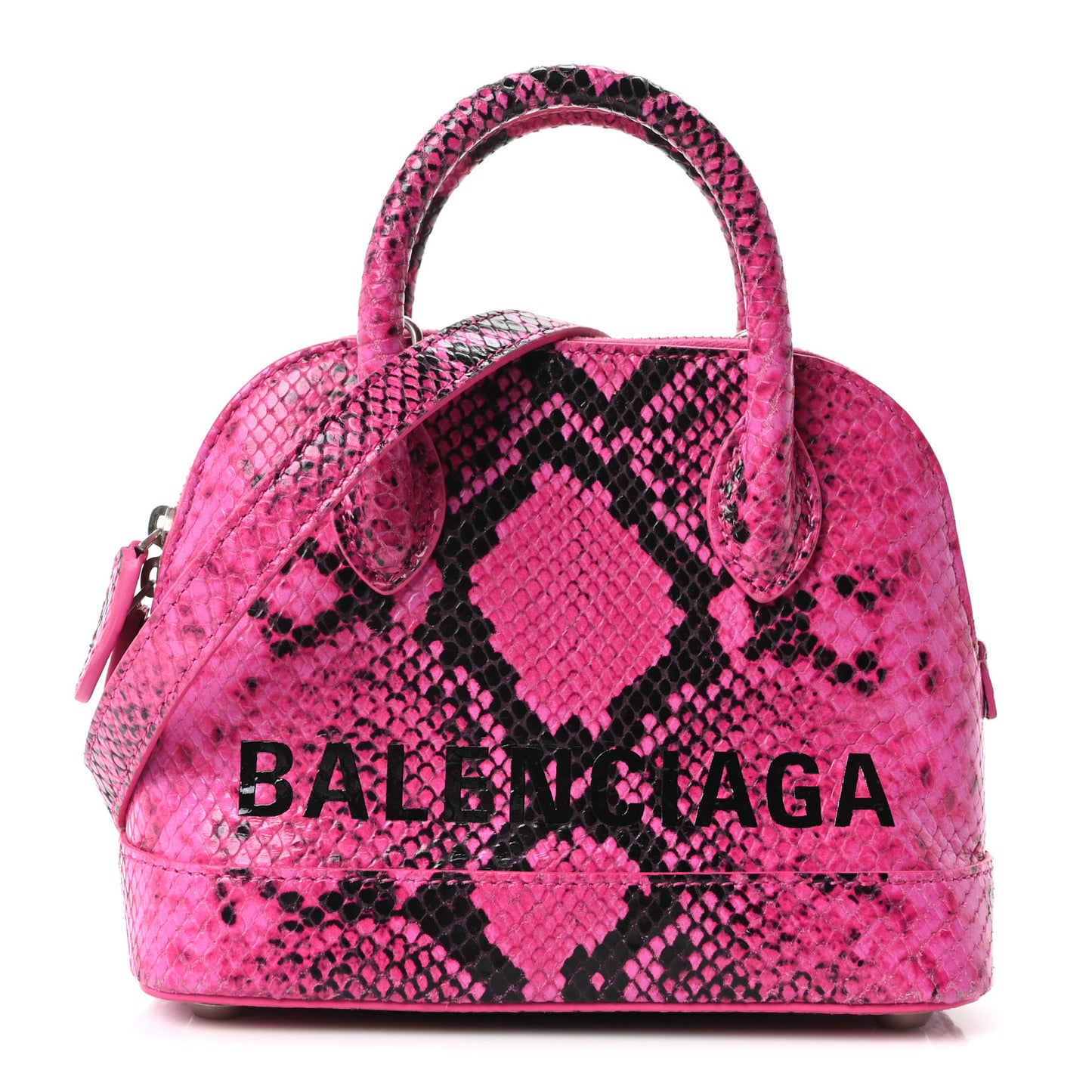 Calfskin Python Effect XXS Ville Top Handle Bag Fuchsia Black