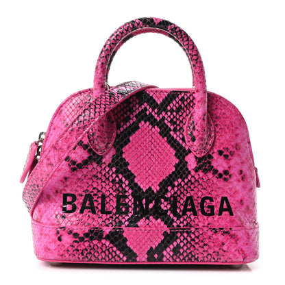 Balenciaga Calfskin Python Effect XXS Ville Top Handle Bag Fuchsia Black 1 of 10