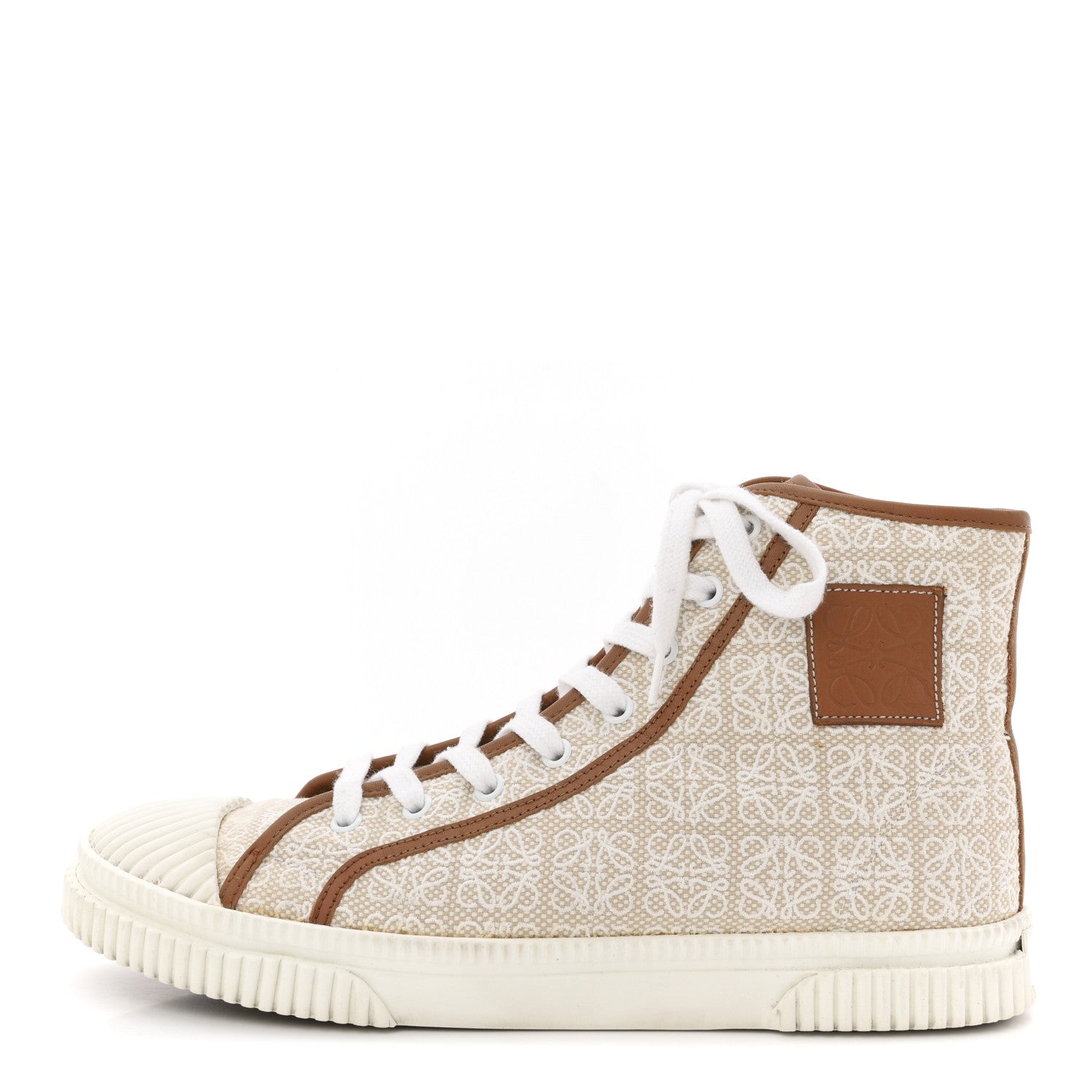 Loewe Jacquard Anagram Calfskin Mens High Top Sneakers 42 Natural White 1 of 12