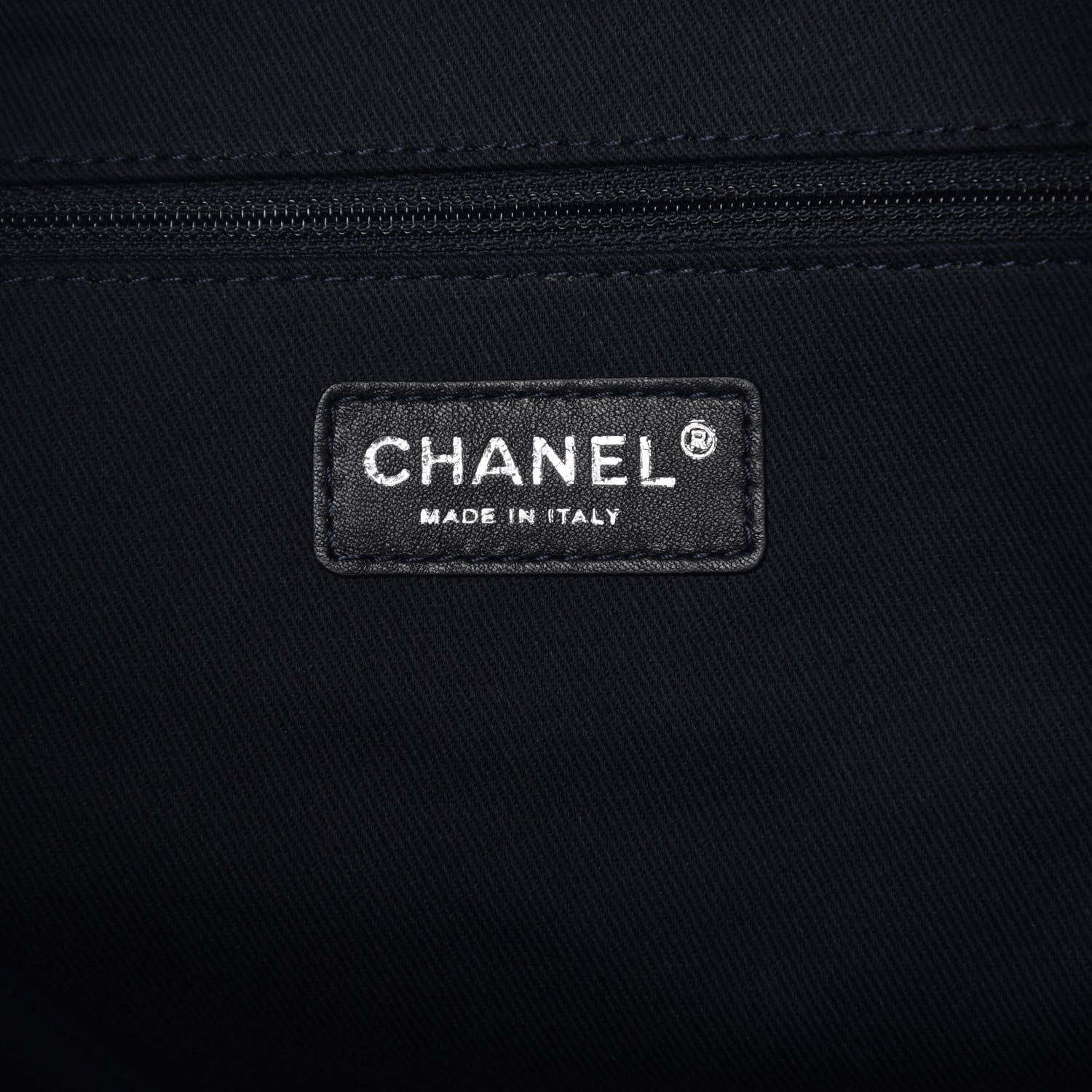 Chanel Denim Quilted Large Shopping Bag Navy White 6 of 9
