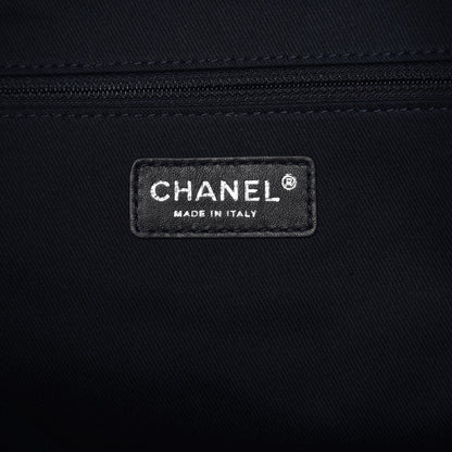 Chanel Denim Quilted Large Shopping Bag Navy White 6 of 9