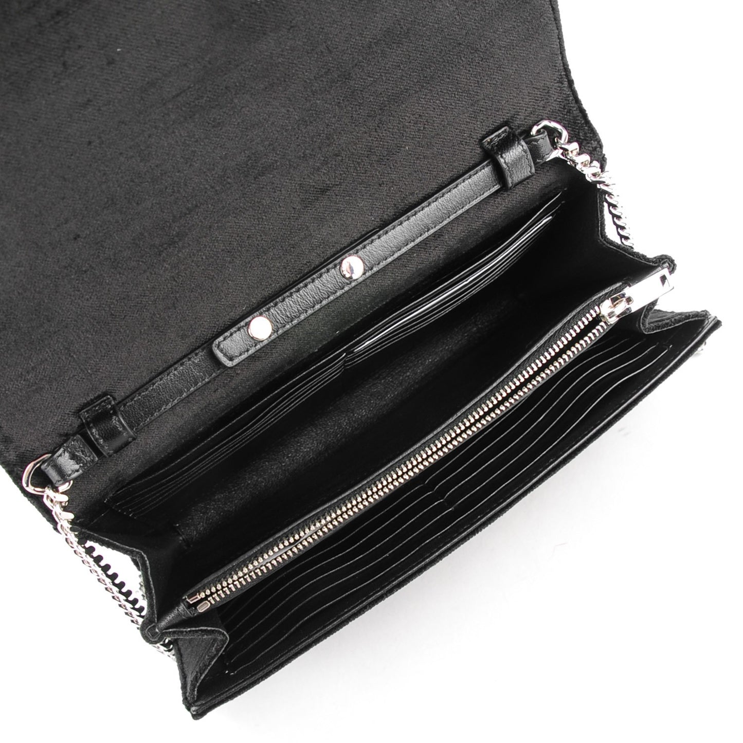 Velvet Monogram Chain Wallet Black