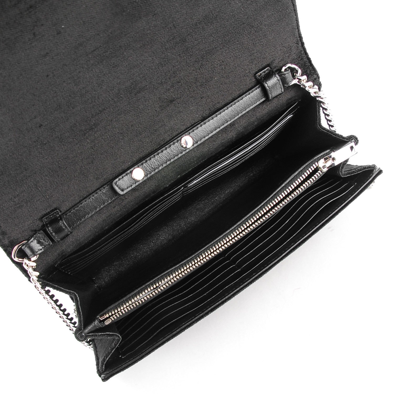 Saint Laurent Velvet Monogram Chain Wallet Black 5 of 8