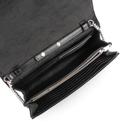 Saint Laurent Velvet Monogram Chain Wallet Black 5 of 8
