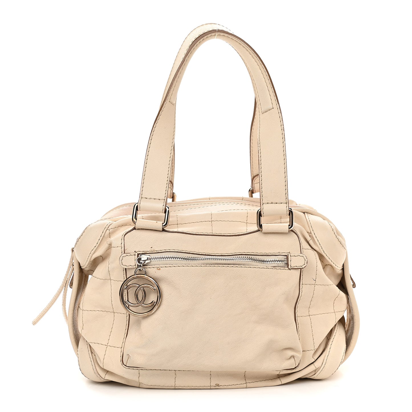 Calfskin Stitched Outdoor Ligne Bowler Beige