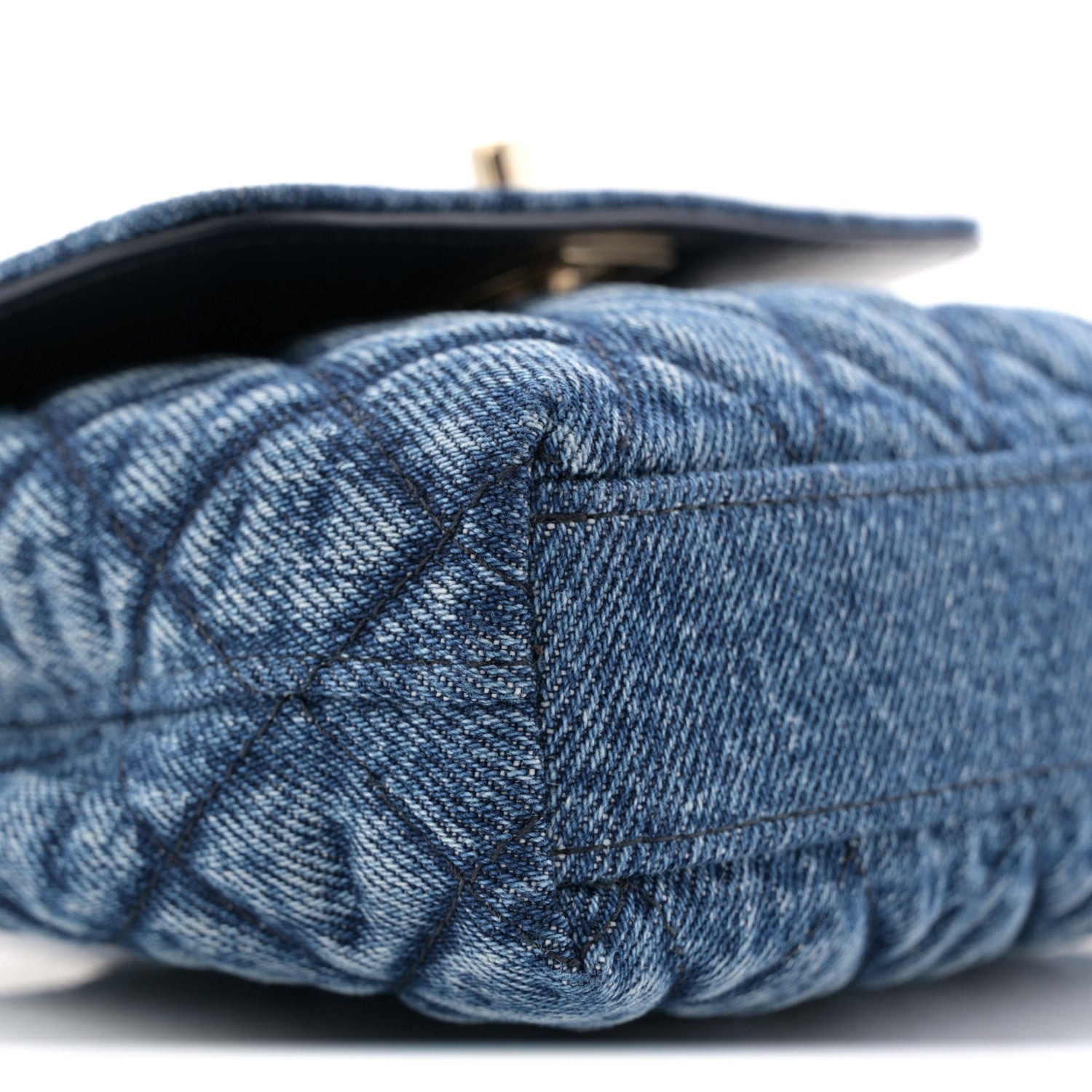 Chanel Washed Denim Quilted Coco Handle Clutch With Chain Blue 9 of 11
