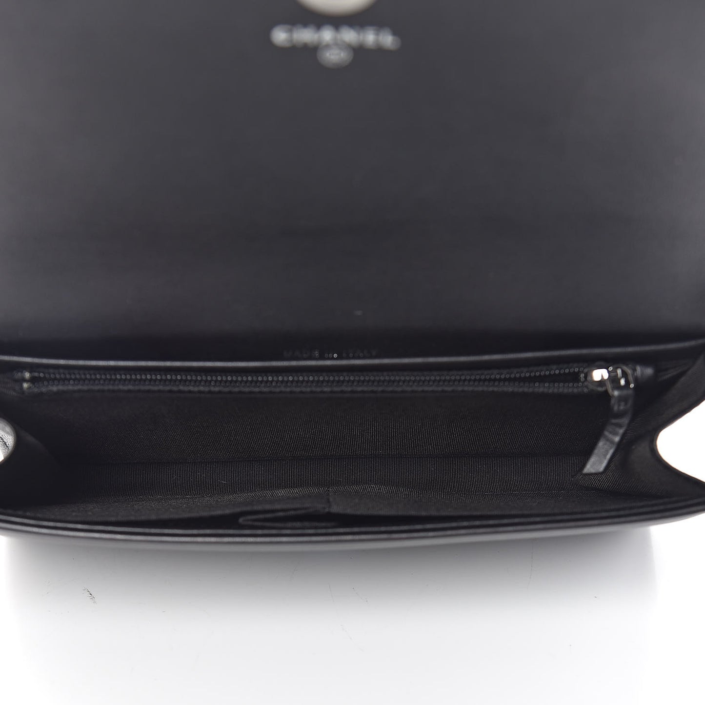 Lambskin Boy Wallet On Removable Chain WOC Black Navy